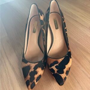 Louise et Cie Leopard-Print Pointed-Toe Pumps in Tan and Black